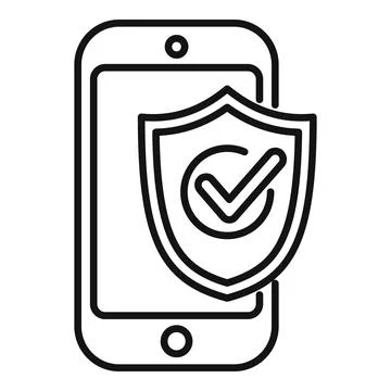 Smartphone with check mark shield presenting mobile security concept Illustrazione stock