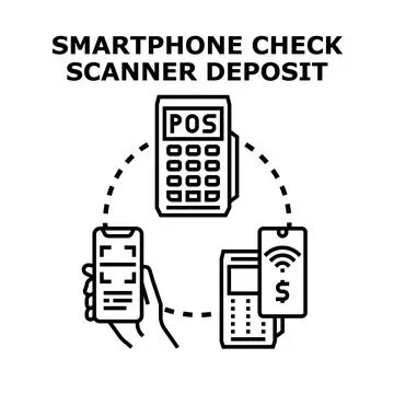 Smartphone check scanner deposit process concept Stock Illustration