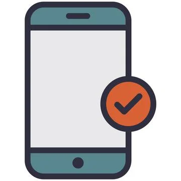 Smartphone check with tick mark flat vector icon Stock Illustration