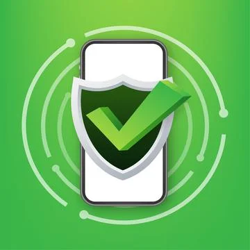 Smartphone with checkmark or tick notification in bubble. Approved choice Stock Illustration