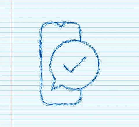Smartphone with checkmark or tick notification in bubble. Approved choice Stock Illustration