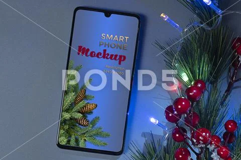 Smartphone Christmas background Mockup PSD Modello PSD