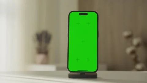 Smartphone with Chroma Key Screen on Stand Video stock 266993042