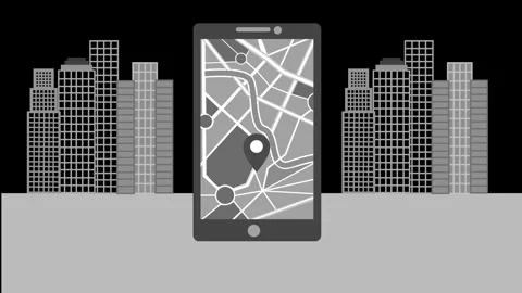 Smartphone city map with location pin animation Stock Footage 335114030