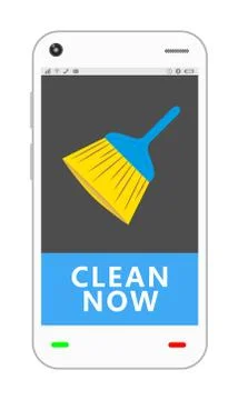 Smartphone with cleaning application Stock Illustration