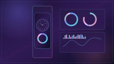 Smartphone clock app dashboard analytics interface with progress charts Stock Illustration