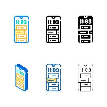 Smartphone clock color icon styles vector イラスト素材