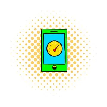 Smartphone with clock icon, comics style Stock Illustration