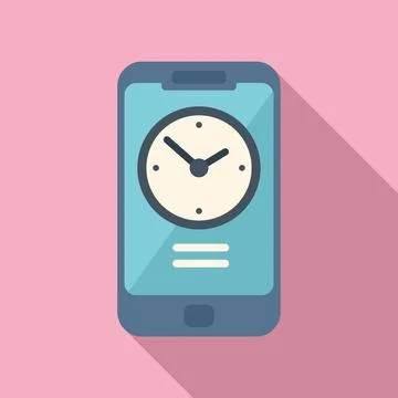 Smartphone clock icon flat vector. Mobile using Illustrazione stock