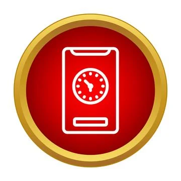 Smartphone with clock icon in red circle Ilustração Stock