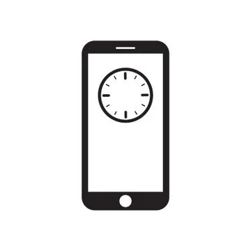 Smartphone with clock icon on the screen Stock Illustration