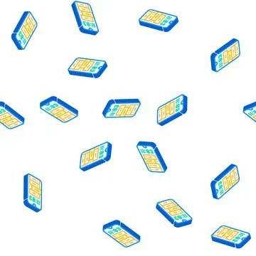 Smartphone clock isometric icon seamless pattern イラスト素材
