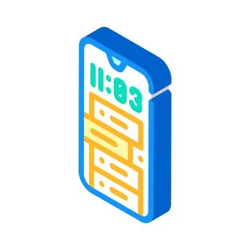 Smartphone clock isometric icon vector illustration Illustrazione stock