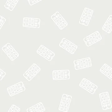 Smartphone clock line vector seamless pattern Stock Illustration