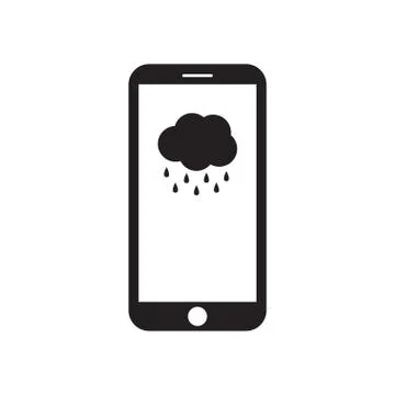Smartphone with cloud and rain on the screen Stock Illustration