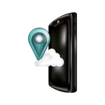 Smartphone with cloud computing and pin location Stock Illustration