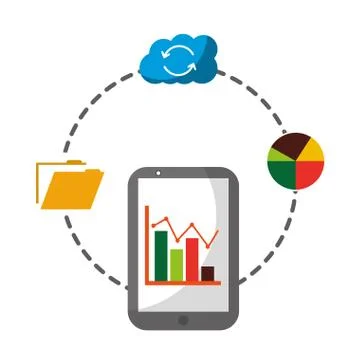Smartphone with cloud computing and set icons Illustrazione stock