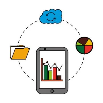 Smartphone with cloud computing and set icons 스톡 일러스트