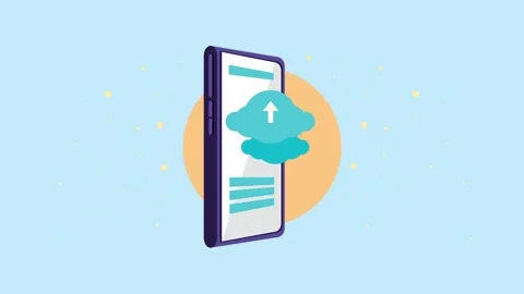 Smartphone with cloud computing animation, illustrating modern data storage.. Stock Footage 334161710
