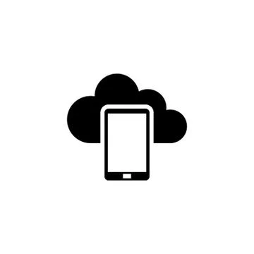 Smartphone Cloud Computing, Data Backup Flat Vector Icon 스톡 일러스트