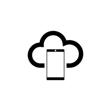 Smartphone Cloud Computing, Data Backup Flat Vector Icon Stock Illustration