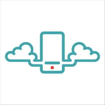 Smartphone cloud computing icon vector illustration. Stockillustratie