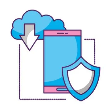 Smartphone cloud computing protection data storage Stock Illustration