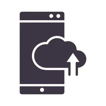 Smartphone cloud computing storage upload data device technology silhouette イラスト素材