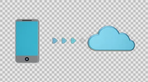 Smartphone to cloud data transfer with alpha channel Stock Footage 63227078