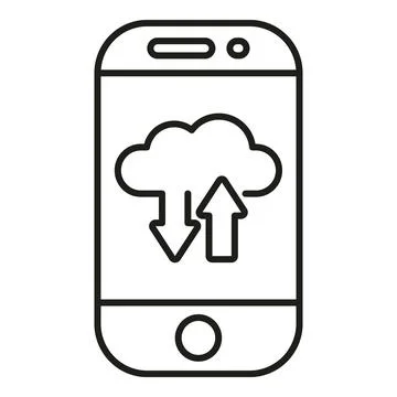 Smartphone with cloud data uploading downloading process イラスト素材