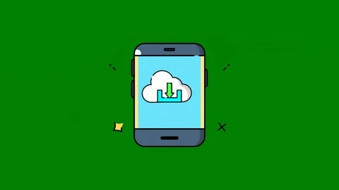 Smartphone cloud icon the screen anphone green screen animated chromakey Stock Footage 314067421