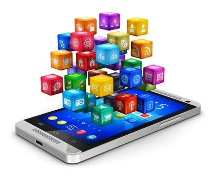 Smartphone with cloud of icons Stock-Illustration