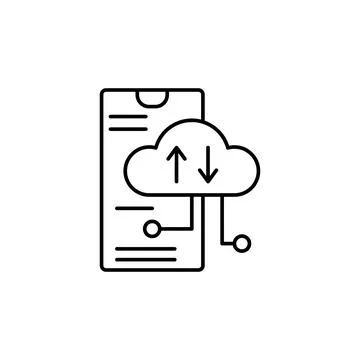 Smartphone cloud service icon. Simple line, outline vector of phone application イラスト素材