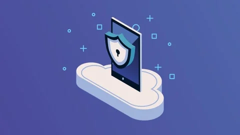 Smartphone on cloud with shield symbol for cybersecurity and data protection. Stock Footage 333718489