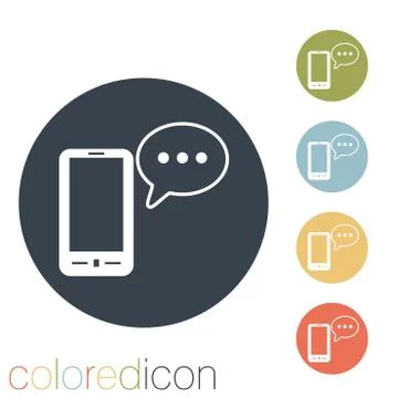 Smartphone with cloud of speaking dialogue. Illustrazione stock