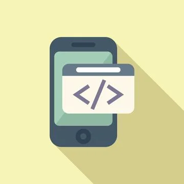 Smartphone code developer icon flat vector. Build team coder Stock Illustration
