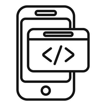 Smartphone code developer icon outline vector. Build team coder Stock Illustration
