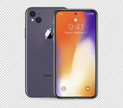 Smartphone with colored locked screen mock up. New 3d smart phone template for Stock Illustration