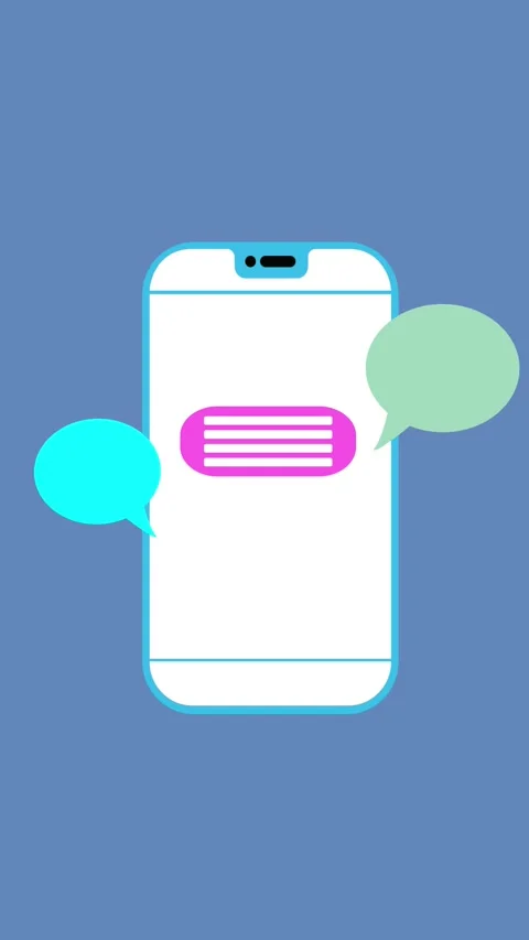 Smartphone with Colorful Chat Bubbles on Blue for Digital Messaging Stock Footage 326980946