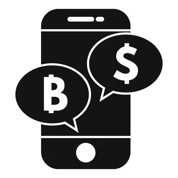 Smartphone comparing bitcoin and us dollar currency exchange rate Stock Illustration