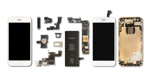 Smartphone components isolate on white Stock Photos