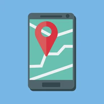 Smartphone concept with an online map Stock Illustration