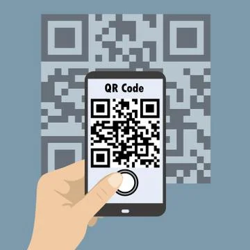 Smartphone concept with a qr code scanning. Illustrazione stock