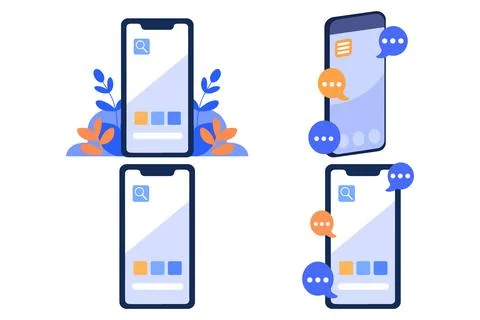 Smartphone concept in UX UI flat style Illustrazione stock