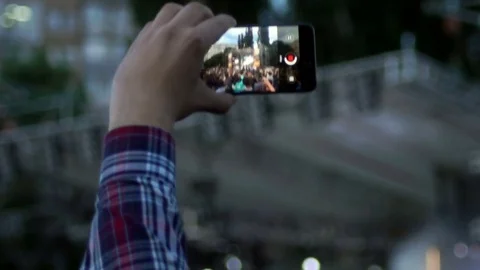Smartphone concert music Stock Footage