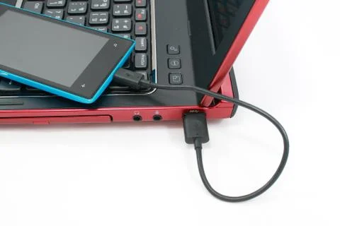 Smartphone is conecting to a laptop Foto stock