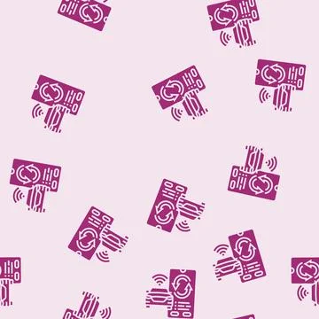 Smartphone connected to car auto tainment glyph seamless pattern 스톡 일러스트