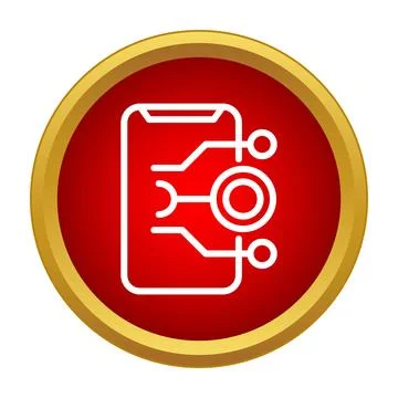 Smartphone with connected circuit board line icon Stock Illustration