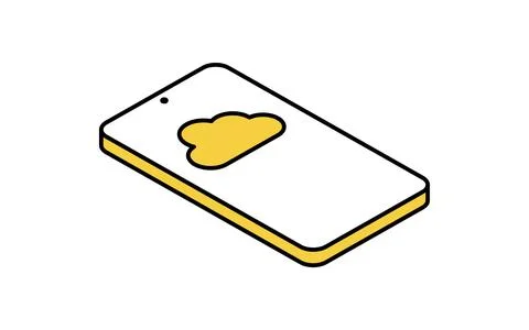 Smartphone connected to cloud isometric line icon with mobile device and cl.. Stock Illustration