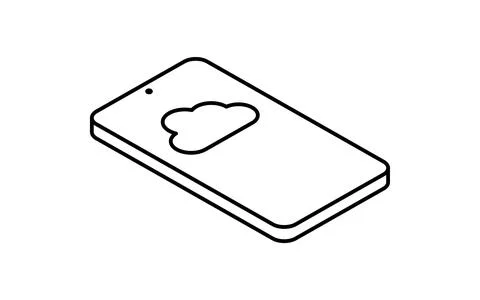 Smartphone connected to cloud isometric line icon with mobile device and cl.. Stock Illustration